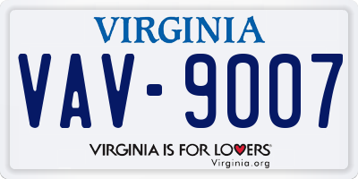 VA license plate VAV9007