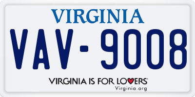 VA license plate VAV9008