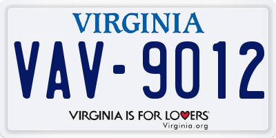 VA license plate VAV9012