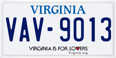 VA license plate VAV9013
