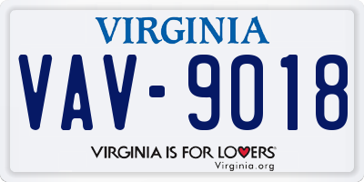 VA license plate VAV9018