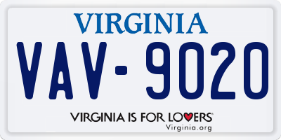 VA license plate VAV9020
