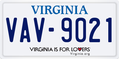 VA license plate VAV9021