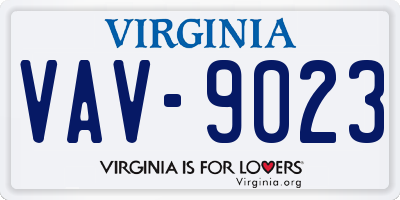 VA license plate VAV9023