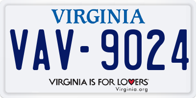 VA license plate VAV9024
