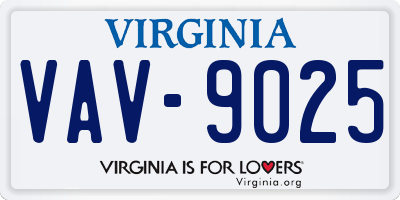 VA license plate VAV9025