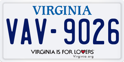 VA license plate VAV9026