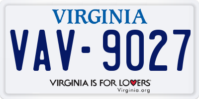 VA license plate VAV9027
