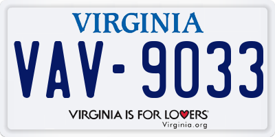 VA license plate VAV9033