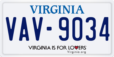 VA license plate VAV9034