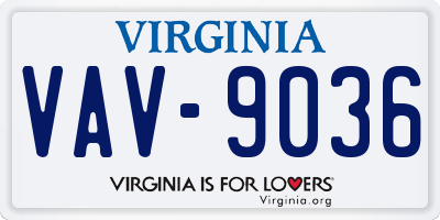 VA license plate VAV9036