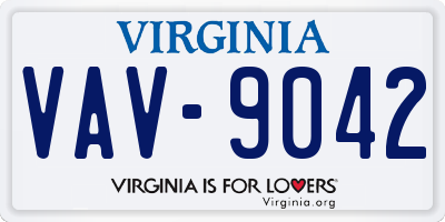 VA license plate VAV9042