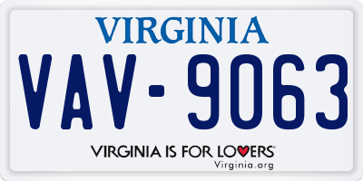 VA license plate VAV9063