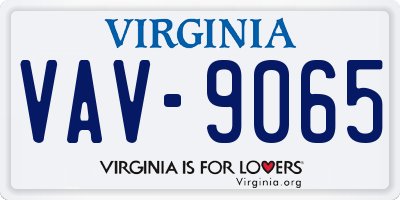 VA license plate VAV9065