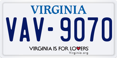 VA license plate VAV9070