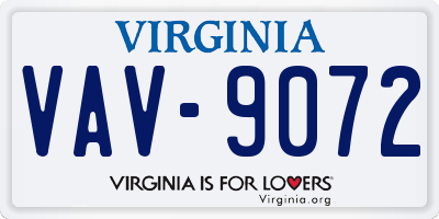 VA license plate VAV9072