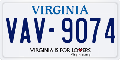 VA license plate VAV9074