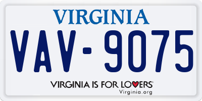 VA license plate VAV9075