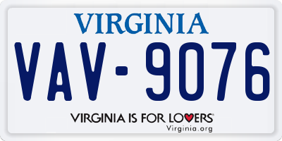 VA license plate VAV9076