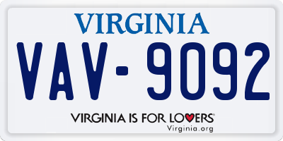 VA license plate VAV9092