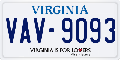 VA license plate VAV9093