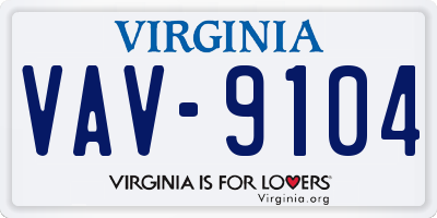 VA license plate VAV9104