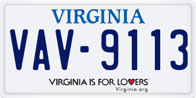 VA license plate VAV9113