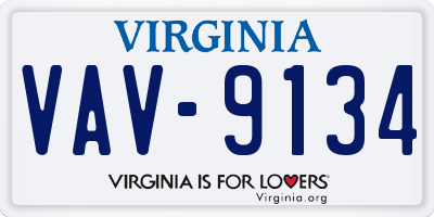 VA license plate VAV9134