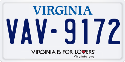 VA license plate VAV9172