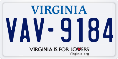 VA license plate VAV9184