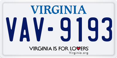 VA license plate VAV9193