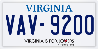 VA license plate VAV9200