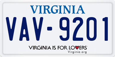 VA license plate VAV9201
