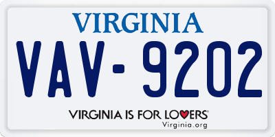 VA license plate VAV9202