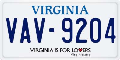 VA license plate VAV9204