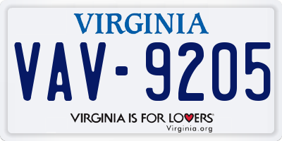 VA license plate VAV9205
