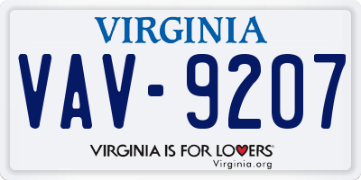 VA license plate VAV9207