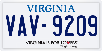 VA license plate VAV9209