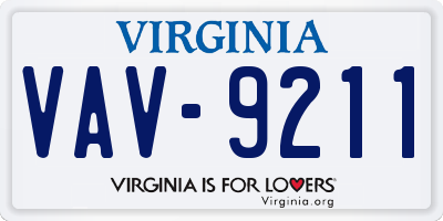VA license plate VAV9211