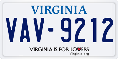 VA license plate VAV9212