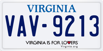 VA license plate VAV9213