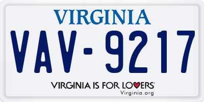 VA license plate VAV9217