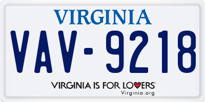 VA license plate VAV9218