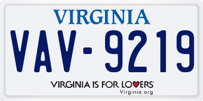 VA license plate VAV9219