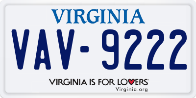 VA license plate VAV9222
