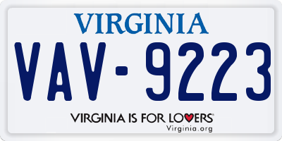 VA license plate VAV9223