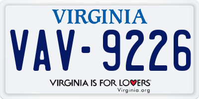 VA license plate VAV9226