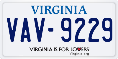 VA license plate VAV9229