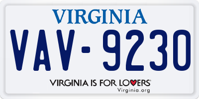 VA license plate VAV9230