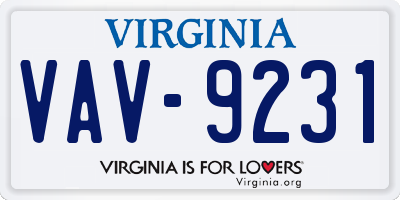 VA license plate VAV9231